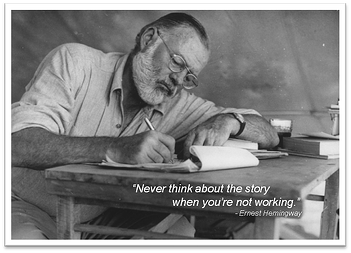 Hemingway writing a novel